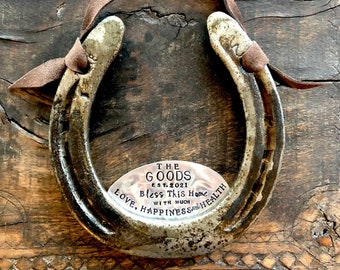 Custom Love & Luck Horseshoe: Reclaimed Kentucky Horseshoe Welcome Gift
