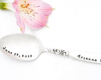 Personalized Baby Spoon. Baby Boy or Girl Spoon with Name, Birth Date, Time, Weight, Length. Baby Stats Personalized Baby Gift. Custom Gift