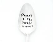 Granny of the Bride Hand Stamped Teaspoon, personalized with wedding date. The ORIGINAL Hand Stamped Vintage Spoons by Sycamore Hill