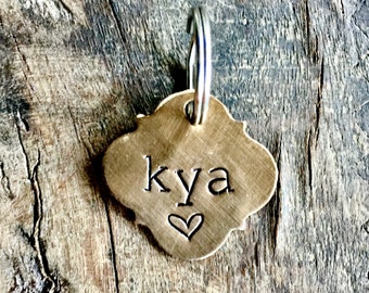 Boho Pet Tag: Vintage Inspired Custom ID Tag, Handmade