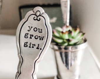 You Grow Girl Succulent Plant Pot Marker. Motivational Hand Stamped Plant Stake. Dorm Sweet Dorm Gift Idea. Vintage Silverware. Succ it up.