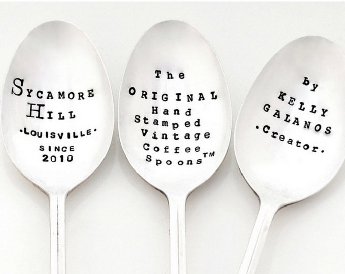 CUSTOM COFFEE SPOON. the Original Hand Stamped Vintage Coffee and
