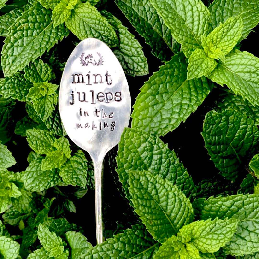 MINT JULEPS in the Making Plant Marker. My Mint Julep Garden Herb Stake