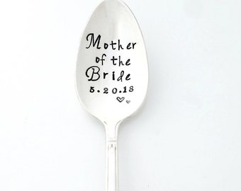 Mother of the Bride Hand Stamped Teaspoon, personalized with wedding date. The ORIGINAL Hand Stamped Vintage Spoons by Sycamore Hill