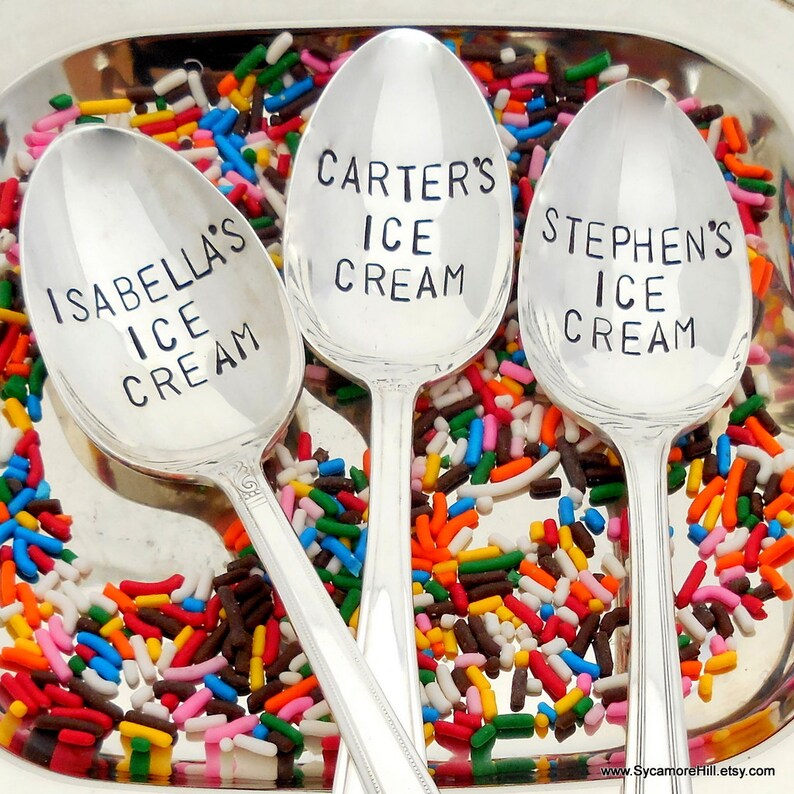 Personalized Ice Cream Spoon. You CHOOSE Style SIZE and FONT. Etsy