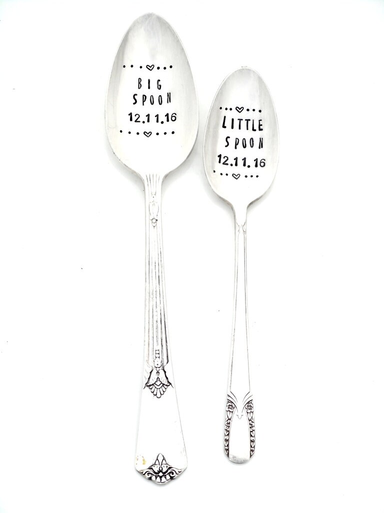 BIG Spoon and Little Spoon Since. CUSTOM Hand Stamped Spoons Etsy