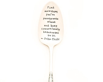 Custom SERVING SPOON Personalized with Quote or Wording of your choice. The Original Hand Stamped Vintage Silverware. Large Oval Tablespoon.