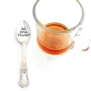 but first, BOURBON Hand Stamped Coffee Spoon. Teaspoon. The ORIGINAL Hand Stamped Vintage Coffee Spoons™ by Creator, Kelly Galanos. Derby