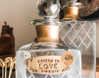 Cheers to the newlyweds! Custom Decanter Label. Decanter Tag. The  Spirited Bottle Tag™ Collection