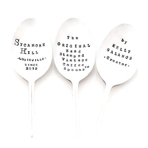 CUSTOM  SPOON by The Original Maker, Sycamore Hill. The Original Hand Stamped Vintage Coffee and Espresso Spoons ™ Coffee Lover Gift Idea.