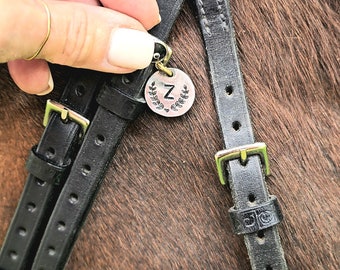 Custom Horse Bridle Tag, Silver or Solid Brass. Monogram or Name ID Tag for Equestrian Tack. Gift for Horse Rider. Horse Showing. Horse Show