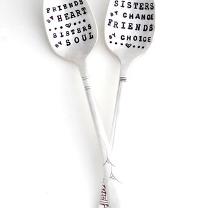 Friends by Heart Sisters by Soul Stamped Spoon. The ORIGINAL Hand Stamped Spoons by Sycamore Hill. Soul Sister Gift Idea. Gift for Sister image 4