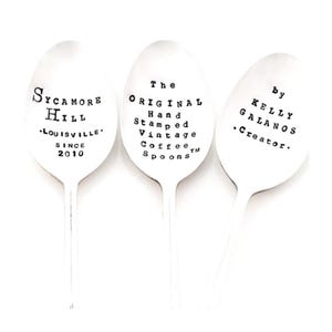INTERNATIONAL SHIPPING - Custom, personalized Teaspoon, Tablespoon.  Choose Own SIZE Spoon & Font. The Original Hand Stamped Vintage Spoons