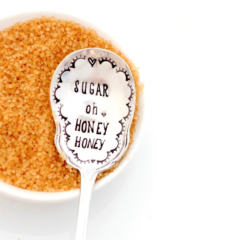 SUGAR Oh HONEY HONEY Hand Stamped Vintage Sugar or Honey Spoon Etsy