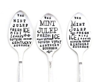 MINT JULEP Spoon. Flattened Silver Cocktail Stirrer Spoon. Choose Size. Swizzle Stick. The ORIGINAL Subway Poster Art Style by Sycamore Hill