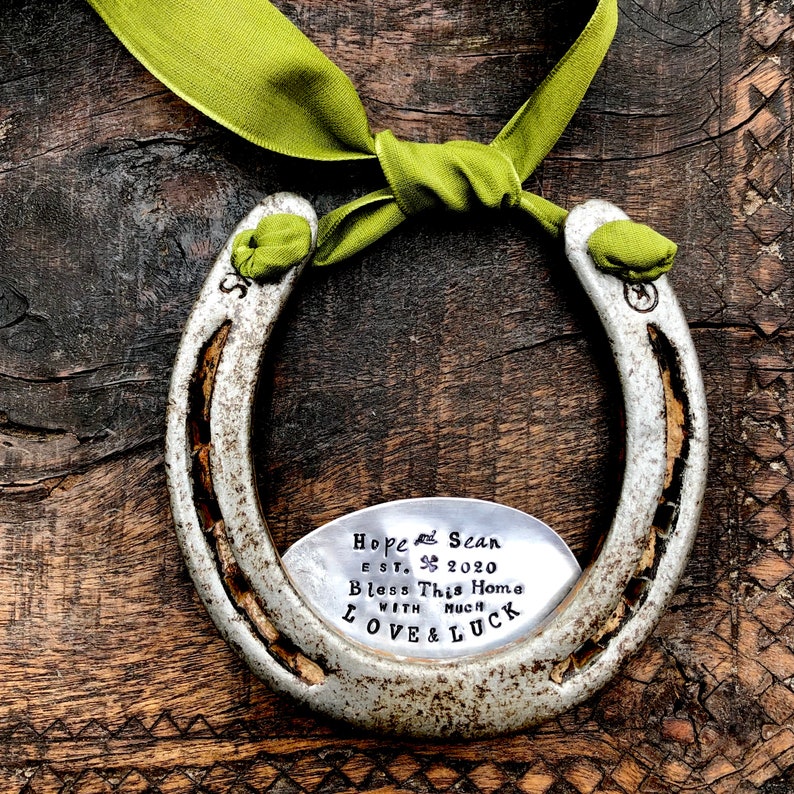 CUSTOM Shamrock Love & Luck Horseshoe™ Traditional Symbol of Good Luck. Handmade Original Design by Sycamore Hill. Southern Wedding Charm image 4