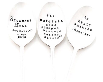 CUSTOM SPOON. The ORIGINAL Hand Stamped Vintage Coffee Spoons ™ by Sycamore Hill. Personalized Teaspoons. Custom Spoons. Made to Order.