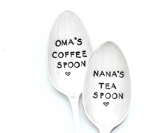 Oma's Coffee Spoon. Mimi's Hand Stamped Teaspoon. The ORIGINAL Hand Stamped Vintage Coffee Spoons™ Gift for Nana, Gramma, Nonna, Memaw, Ma