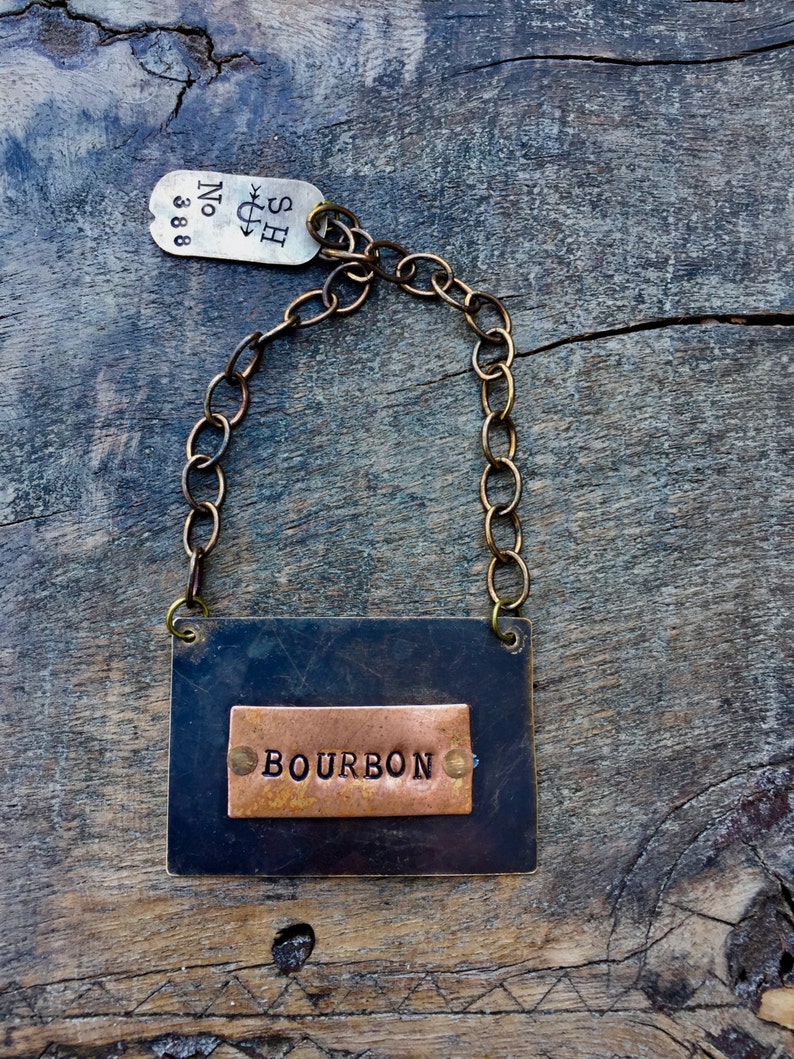 CUSTOM Liquor Bottle Tag. Custom Decanter Label. Decanter Tag. BOURBON Bottle Tag. The Spirited Bottle Tag™ Collection. The Riveted Series™ image 1