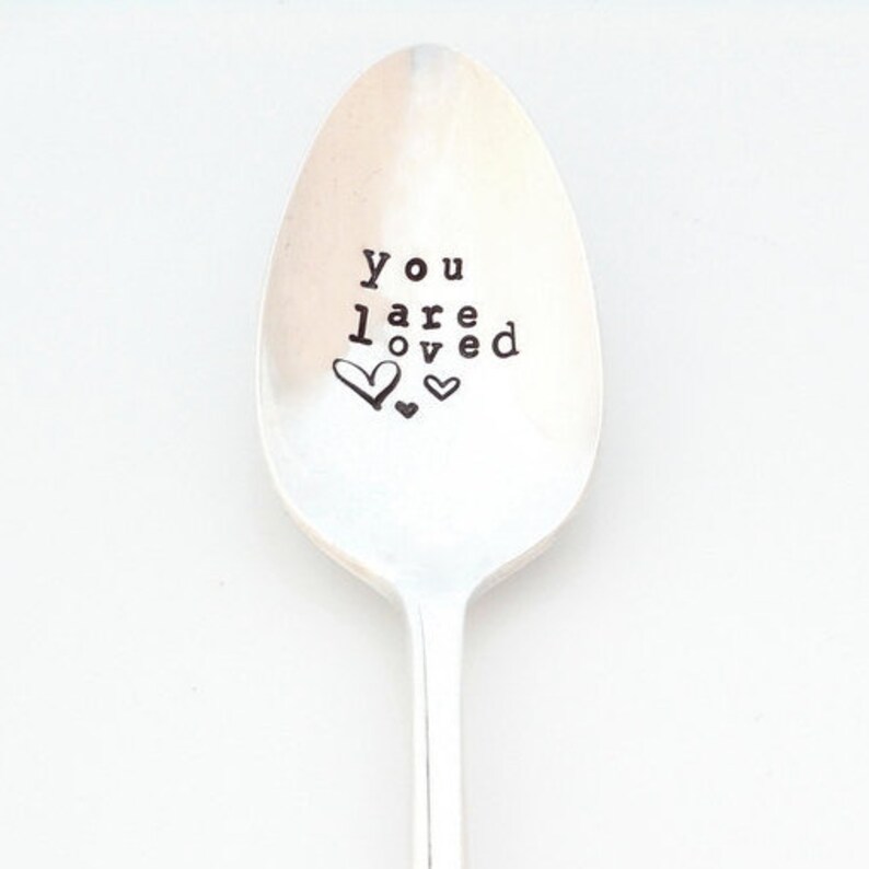 Gift Idea for Coffee You Are Loved Spoon I love you Teaspoon The ORIGINAL Hand Stamped Vintage Coffee Spoons\u2122 Present for Tea Lover