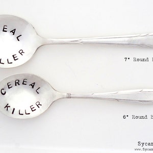 The ORIGINAL Cereal Killer™ Spoon by Kelly Galanos for Sycamore Hill. Custom. You Choose SIZE and FONT. Teaspoon. Tablespoon. Round Bowl image 2
