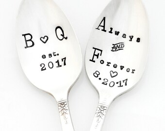 The Bridal Pair. Custom, Personalized Spoons with Initials. Original Design by Sycamore Hill. Always and Forever. His Hers, Coffee Lovers