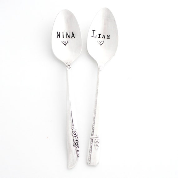 The LUNCH BOX Spoon. CUSTOM Hand Stamped Spoon. Personalized Name Spoon.  Lunchbox Spoon. Hand Stamped Vintage Spoons. Stamped Silverware 