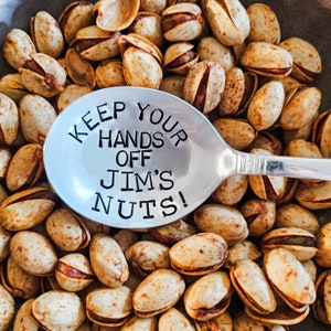 Custom Keep Your Hands Off My Nuts™ Spoon. Personalized Hand Stamped Vintage Tablespoon. ORIGINAL Design by Kelly Galanos for Sycamore Hill