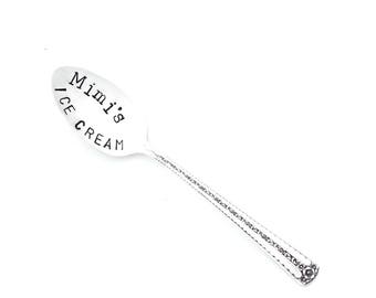 Mimi's Ice Cream Spoon. The ORIGINAL Hand Stamped Vintage Spoons™ by Sycamore Hill. Personalized, Custom Teaspoon. Gift for Ice Cream Lover.