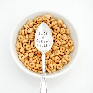 THE ORIGINAL Cereal Killer ™  Spoon by Kelly Galanos for Sycamore Hill. Personalized Cereal Killer Spoon with Name. Choose Size and Font