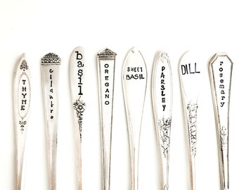 Hand Stamped Vintage Spoon Herb and Vegetable Garden Markers. Choose Quantity. Veggie Marker. Hand Stamped Garden Stakes. Urban Garden Gift