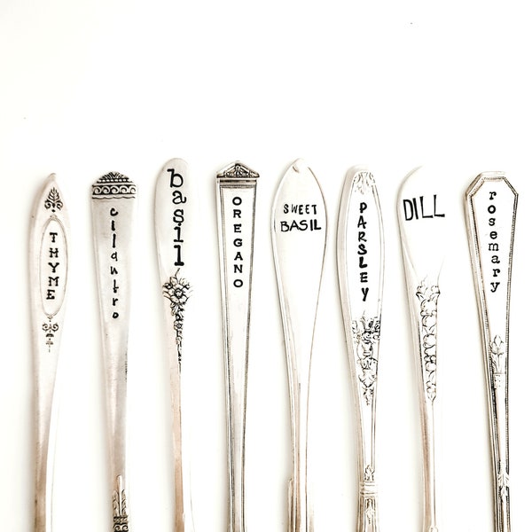 Hand Stamped Vintage Spoon Herb and Vegetable Garden Markers. Choose Quantity. Veggie Marker. Hand Stamped Garden Stakes. Urban Garden Gift