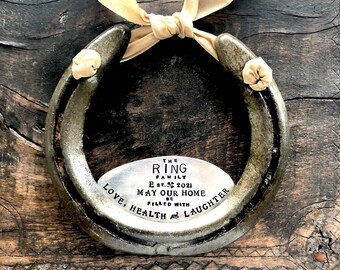 CUSTOM Love and Luck Horseshoe™. Irish Wedding. Traditional Symbol of Good Luck. Design by Sycamore Hill. Southern Weddings Charm. Shamrock