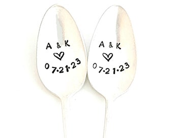 Initials Mr & Mrs or His Hers Hand Stamped Vintage Teaspoons. The Bridal Pair. Coffee Lovers Spoons The Original Coffee Spoons. Personalized