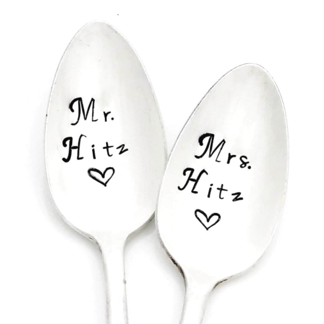 Mr. & Mrs. Personalized Spoons. CUSTOM With NAME. His Hers Coffee