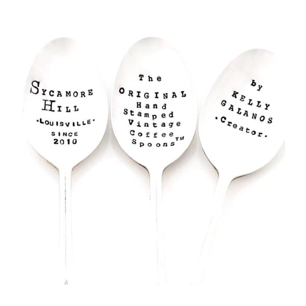 The ORIGINAL Hand Stamped Vintage Coffee and Espresso Spoons™  by Kelly Galanos for Sycamore Hill - Since 2010. CUSTOM Teaspoon LISTING