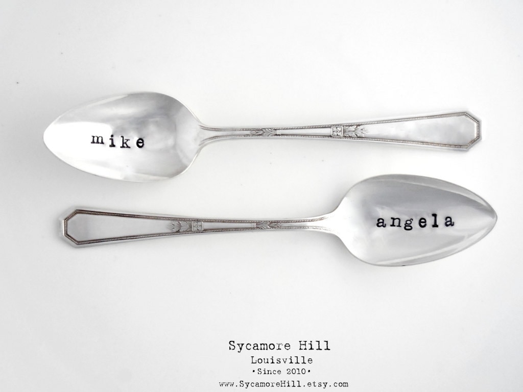 BIG Spoon and Little Spoon Pair of Spoons. Custom. Personalized With