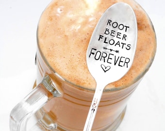 CUSTOM Tall Hand Stamped Iced Teaspoon. Personalized Parfait Sundae Soda Spoon.  Root Beer Float Spoon. Create Your Own Hand Stamped Spoon