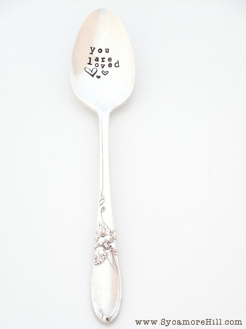 Gift Idea for Coffee You Are Loved Spoon I love you Teaspoon The ORIGINAL Hand Stamped Vintage Coffee Spoons\u2122 Present for Tea Lover
