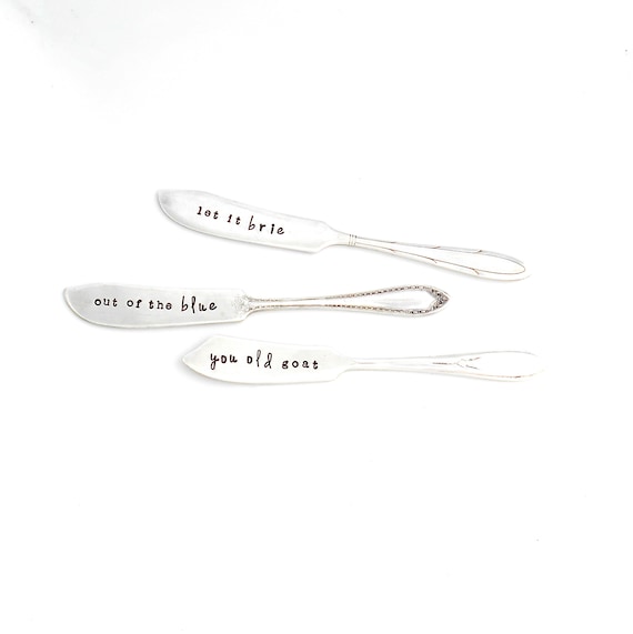 Hand Stamped Charcuterie Knives. Cheese Knife. Hard Cheeses. Etsy