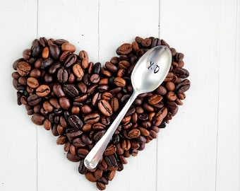 CUSTOM Espresso spoon or 5 o'clock Teaspoon.  You Choose Size. The ORIGINAL Hand Stamped Vintage Coffee & Espresso Spoons™ by Sycamore Hill