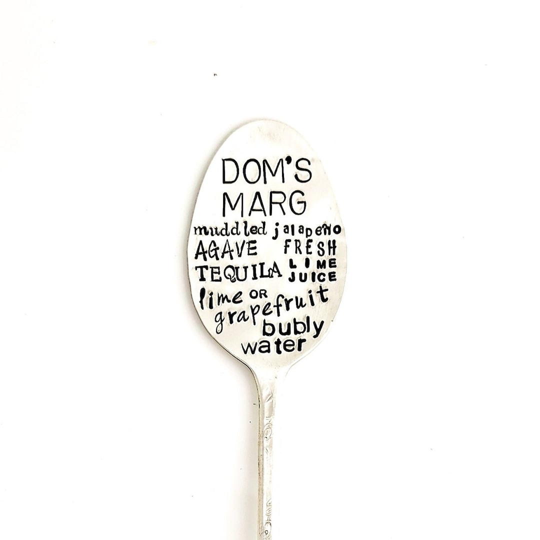 The CUSTOM COCKTAIL Spoon. the ORIGINAL Hand Stamped Subway Poster Art