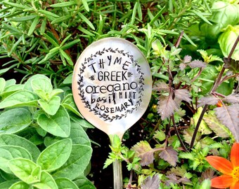 Custom Scripture Plant Marker. Potted Succulent Sign. Hand Stamped Garden Stake. In the signature Subway Poster Art Style by Sycamore Hill.