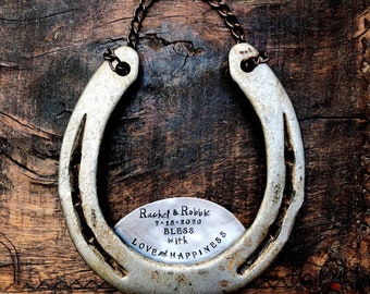 The Marriage Love & Luck Horseshoe™ CUSTOM, Personalized Equestrian Welcome. Southern Charm. Housewarming Gift for the Newlyweds. Original