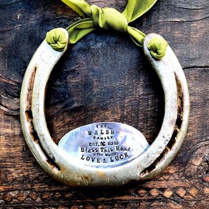 CUSTOM Shamrock Love & Luck Horseshoe™ Traditional Symbol of Good Luck. Handmade Original Design by Sycamore Hill. Southern Wedding Charm image 2