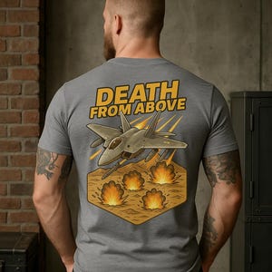 F-22 Raptor T-Shirt: &quot;Death From Above&quot; Military Aviation Art