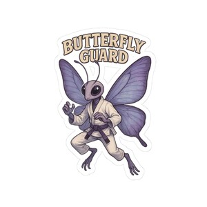 Butterfly Guard BJJ Sticker | Funny Jiu Jitsu Sticker, Grappling Decal, Brazilian Jiu Jitsu Gift, BJJ Laptop or Water Bottle Sticker