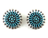 ZUNI Gilbert Bawonnie Sterling Silver Turquoise Petit Point Wheel Earrings, Clip On