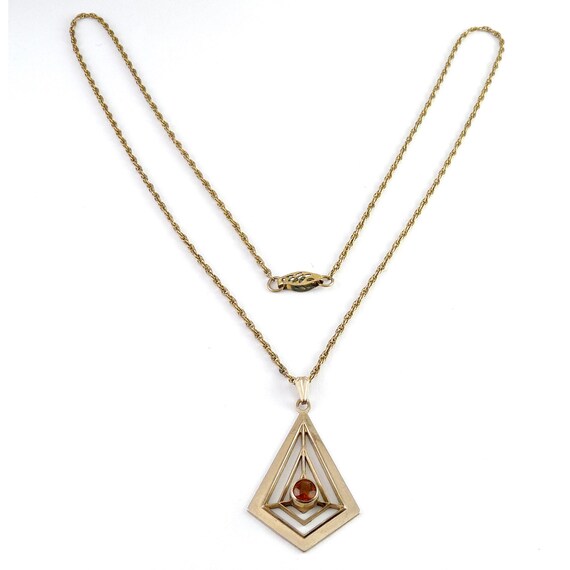 Retro H.S.B. Gold-Filled Kite Shaped Pendant with… - image 2