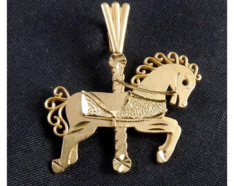 Vintage 14K Gold Carousel Merry Go Round Horse Pendant, Michael Anthony, MA